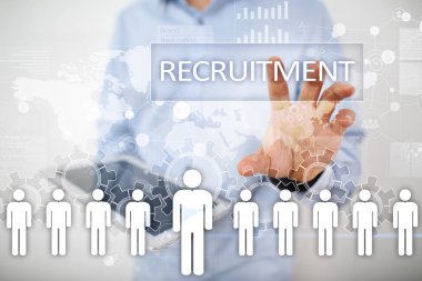 İnsan kaynakları yönetimi, insan kaynakları, işe alım, liderlik ve ekip oluşturma. İş ve teknoloji kavramı.