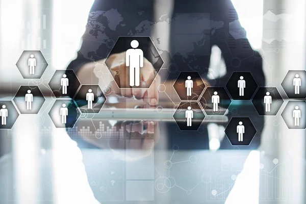 Human resourcemanagement, Hr, recruitment, leiderschap en teambuilding. Business en technologie concept. — Stockfoto