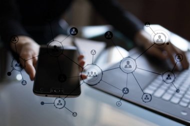 Organizasyon yapısı. Halkların sosyal ağ. İş ve teknoloji kavramı.