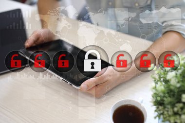 Siber Güvenlik, veri koruma, bilgi güvenliği ve şifreleme. İnternet Teknoloji ve iş kavramı.