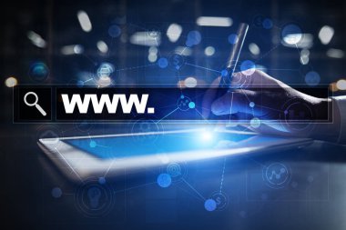 Www metin arama çubuk. Web sitesi Url. Dijital pazarlama. İş, internet ve teknoloji kavramı.