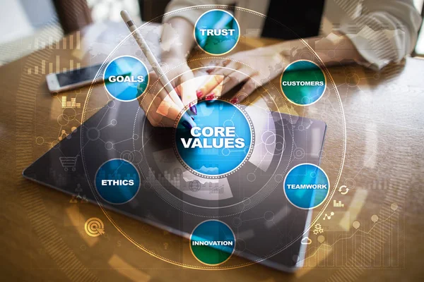 Core values business and technology concept on the virtual screen. — Stock Photo, Image