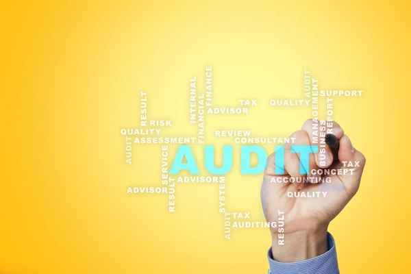 Audit business concept. Auditor. Compliance. Virtual screen technology. Words cloud. — Stock Photo, Image