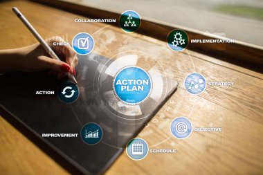 Sanal ekran eylem planı. Planlama kavramı. İş stratejisi.