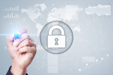 Siber Güvenlik, veri koruma, bilgi güvenliği ve şifreleme. İnternet Teknoloji ve iş kavramı.