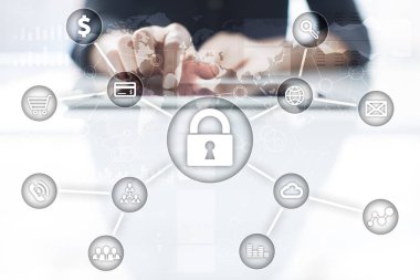 Siber Güvenlik, veri koruma, bilgi güvenliği ve şifreleme. İnternet Teknoloji ve iş kavramı.