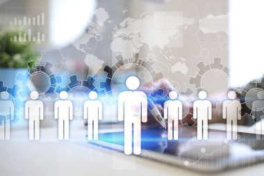 İnsan kaynakları yönetimi, insan kaynakları, işe alım, liderlik ve ekip oluşturma. İş ve teknoloji kavramı.