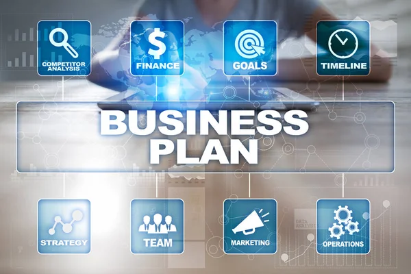 Business plan and strategy concept on the virtual screen.