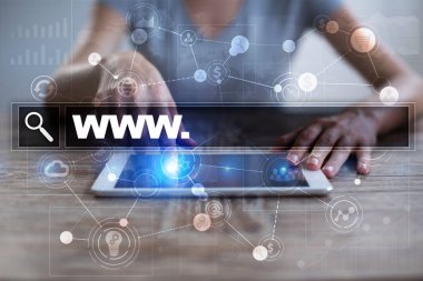 Www metin arama çubuk. Web sitesi Url. Dijital pazarlama. İş, internet ve teknoloji kavramı.