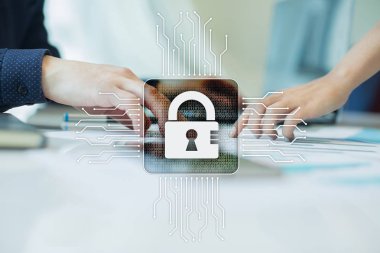 Siber Güvenlik, veri koruma, bilgi güvenliği ve şifreleme. İnternet Teknoloji ve iş kavramı.