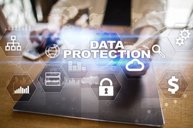 Veri koruma, siber güvenlik, bilgi güvenliği ve şifreleme. İnternet Teknoloji ve iş kavramı.