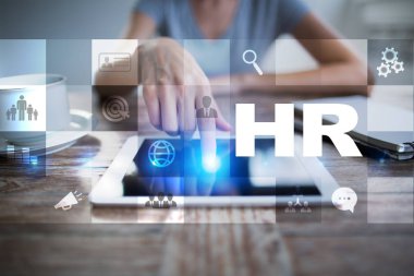 İnsan kaynakları yönetimi, insan kaynakları, işe alım, liderlik ve ekip oluşturma. İş ve teknoloji kavramı.