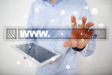 Www metin arama çubuk. Web sitesi Url. Dijital pazarlama. İş, internet ve teknoloji kavramı.