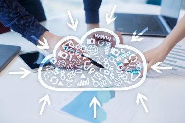 Bulut teknoloji. Veri depolama. Ağ ve Internet hizmet anlayışı.