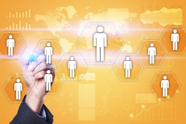 İnsan kaynakları yönetimi, insan kaynakları, işe alım, liderlik ve ekip oluşturma. İş ve teknoloji kavramı.