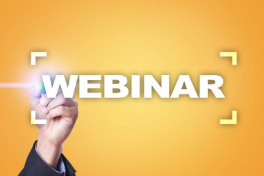 Webinar. E-eğitim, Online Eğitim kavramı. Kişisel gelişim. Sanal ekran.