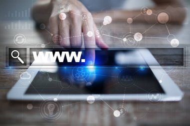 Www metin arama çubuk. Web sitesi Url. Dijital pazarlama. İş, internet ve teknoloji kavramı.