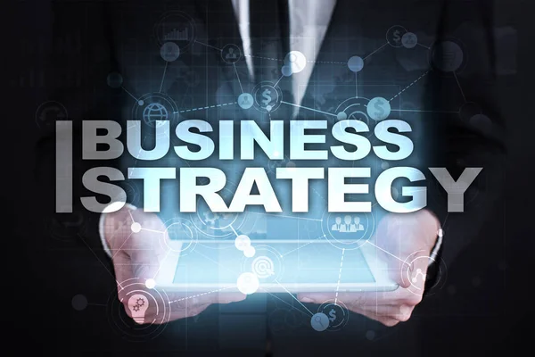 Concetto di strategia aziendale sullo schermo virtuale . — Foto Stock
