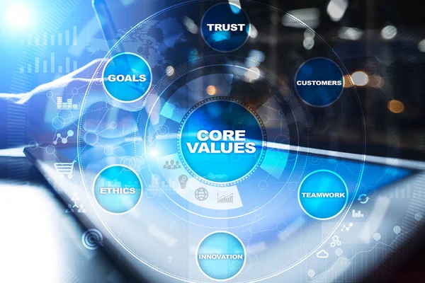 Core values business and technology concept on the virtual screen. — Stock Photo, Image