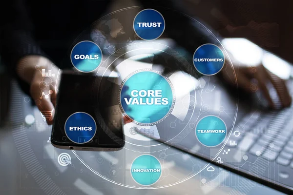 Core values business and technology concept on the virtual screen. — Stock Photo, Image