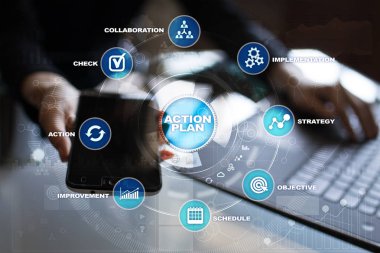 Sanal ekran eylem planı. Planlama kavramı. İş stratejisi