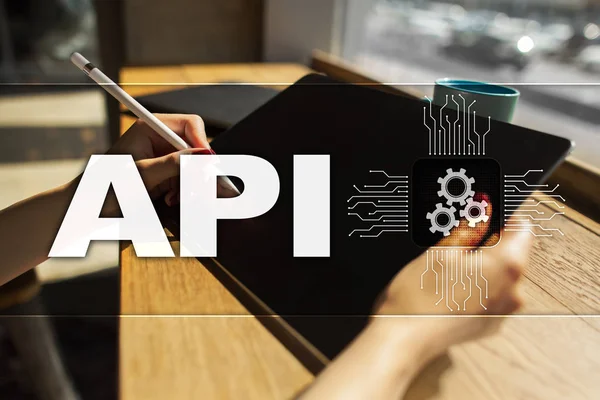 Application programming interface. API. Software development concept.