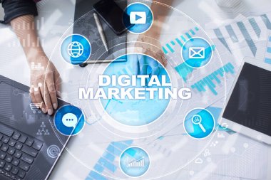 Dijital Pazarlama teknoloji kavramı. Internet. Online. Arama Motoru Optimizasyonu. SEO. SMM. reklam.