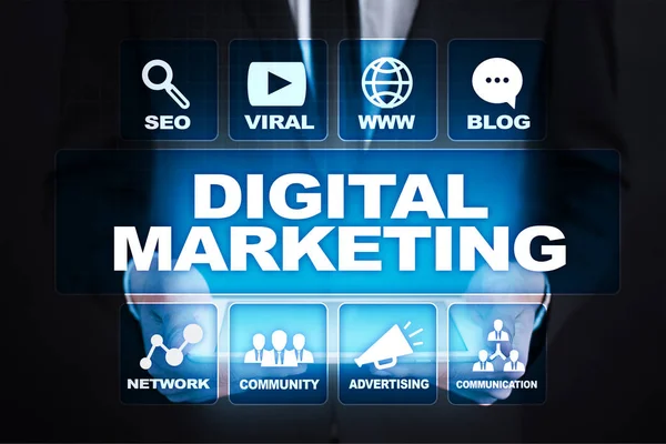 Digitales Marketingtechnologiekonzept. Internet. Online. Suchmaschinenoptimierung. seo. smm. Werbung. — Stockfoto