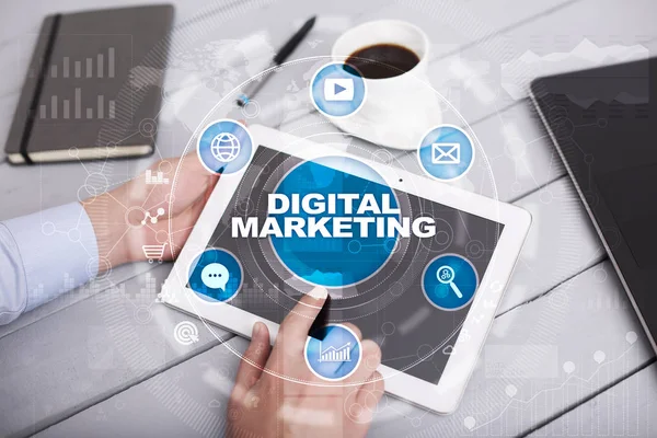 Digitale technologie marketingconcept. Internet. Online. Zoekmachineoptimalisatie. SEO. Smm. reclame. — Stockfoto