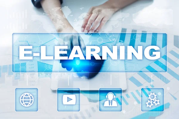 E-læring på virtuell skjerm. Internettutdanningskonsept . – stockfoto