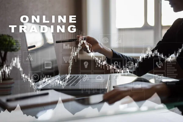 Online obchodování. soukromá investiční společnost. Obchodní a technologické koncepce. — Stock fotografie