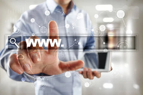 Www 텍스트 검색 바입니다. 웹 사이트, Url입니다. 디지털 마케팅입니다. 비즈니스, 인터넷 및 기술 개념. — 스톡 사진