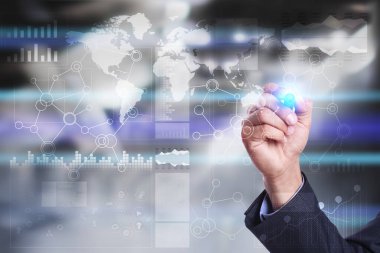 Metin, sanal ekran arka plan şablonu. İş, internet teknoloji ve ağ kavramı.