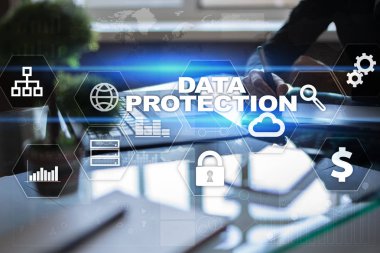 Veri koruma, siber güvenlik, bilgi güvenliği ve şifreleme. İnternet Teknoloji ve iş kavramı.