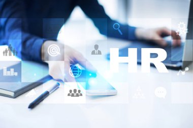 İnsan kaynakları yönetimi, insan kaynakları, işe alım, liderlik ve ekip oluşturma. İş ve teknoloji kavramı.