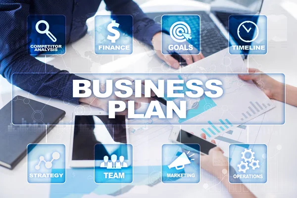 Business plan and strategy concept on the virtual screen.