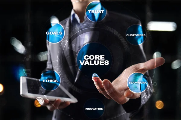 Core values business and technology concept on the virtual screen. — Stock Photo, Image