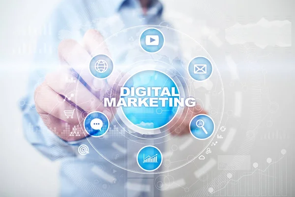 Digitale technologie marketingconcept. Internet. Online. Zoekmachineoptimalisatie. SEO. Smm. reclame. — Stockfoto