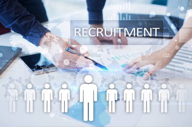 İnsan kaynakları yönetimi, insan kaynakları, işe alım, liderlik ve ekip oluşturma. İş ve teknoloji kavramı.