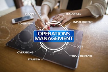 Sanal ekran üzerinde işlemleri Yönetimi iş ve teknoloji kavramı.