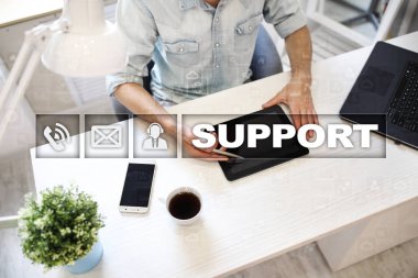 Teknik destek. Müşteri yardım. İş ve teknoloji kavramı.