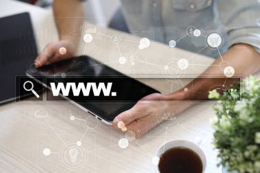 Www metin arama çubuk. Web sitesi Url. Dijital pazarlama. İş, internet ve teknoloji kavramı.