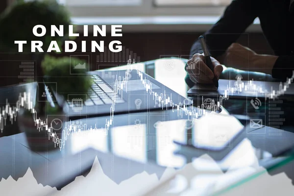 Online-Handel. Internet-Investitionen. Geschäfts- und Technologiekonzept. — Stockfoto