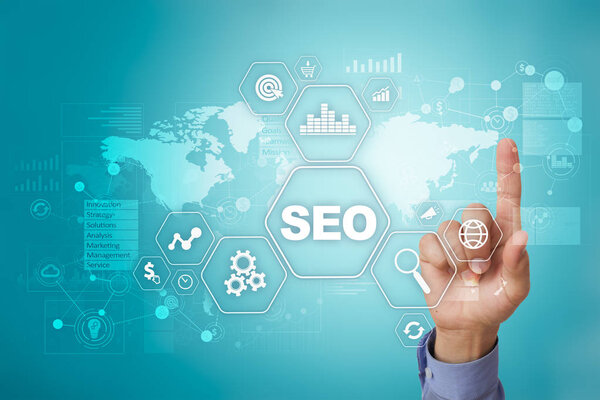 SEO. Search Engine optimization. Digital online marketing and Internet technology concept. 
