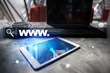 Www metin arama çubuk. Web sitesi Url. Dijital pazarlama. İş, internet ve teknoloji kavramı.