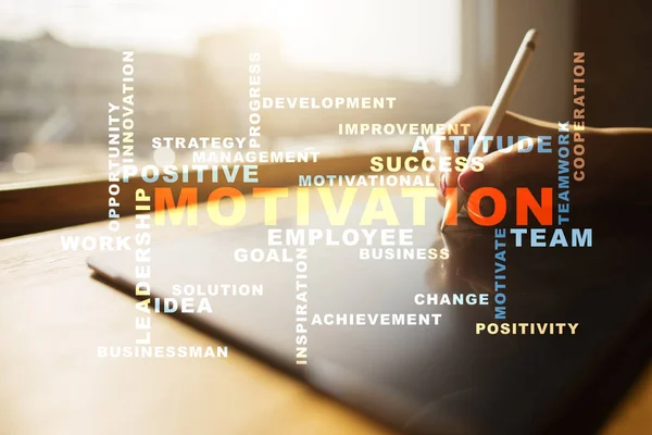 Motivation concept on the virtual screen. Words cloud. — Stock Photo, Image