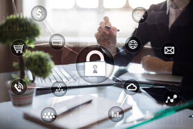 Siber Güvenlik, veri koruma, bilgi güvenliği ve şifreleme. İnternet Teknoloji ve iş kavramı.