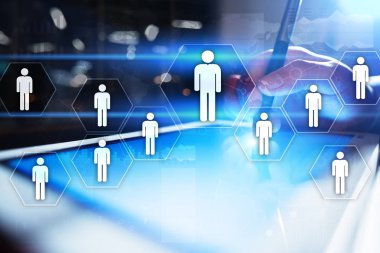 İnsan kaynakları yönetimi, insan kaynakları, işe alım, liderlik ve ekip oluşturma. İş ve teknoloji kavramı.