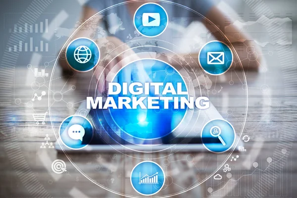 Digitale technologie marketingconcept. Internet. Online. Zoekmachineoptimalisatie. SEO. Smm. reclame. — Stockfoto