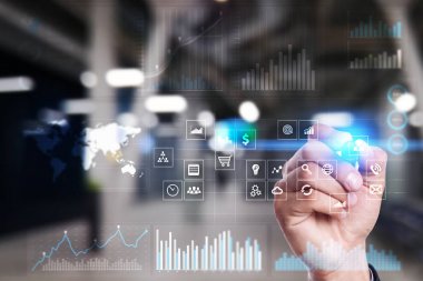 İş kavramı arka plan. Sanal ekran metin için boş yer ile. Internet ve teknoloji.